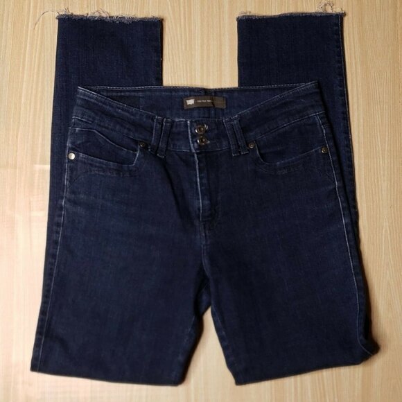 Levi's Womens Dark Wash Mid Rise Raw Hem Skinny Jeans 8 - Picture 1 of 11